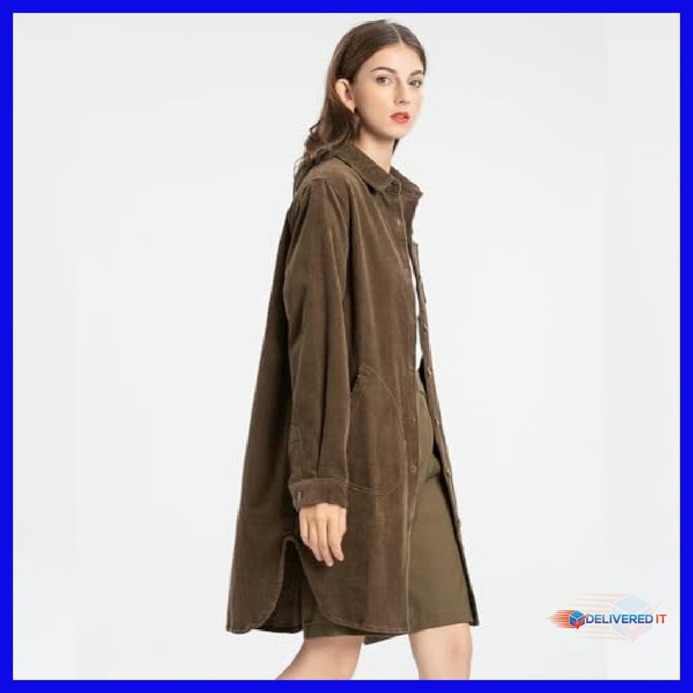 Corduroy Button-Down Shacket With Pockets - Long … - image 4